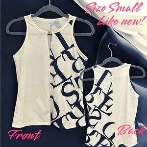 White and Black Abstract Graphic Tank Top
